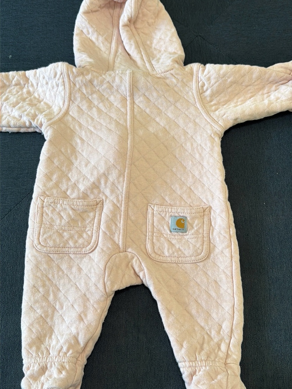 Carhartt 3M Quilted Hooded Pink with Black Zipper Coveralls Sz 3M - Picture 5 of 6